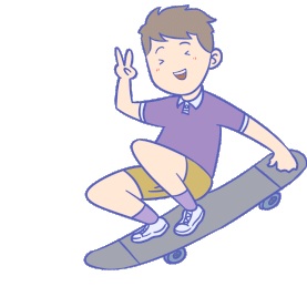 卡通噢耶男孩开心滑板体育运动gif图素材