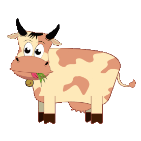 卡通动物吃草的萌奶牛元素