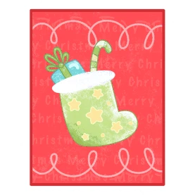 邮票小贴纸圣诞节圣诞袜礼物冬天过节袜子卡通可爱红色绿色图片