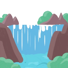 卡通高山流水瀑布河野外景色gif图素材图片