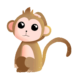 卡通小猴子脸红可爱萌萌哒猴尾巴动物动图gif