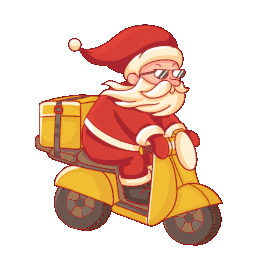 圣诞节圣诞卡通圣诞老人摩托车送礼物图片