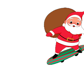 圣诞节圣诞老人发礼物滑滑板搞怪动图gif