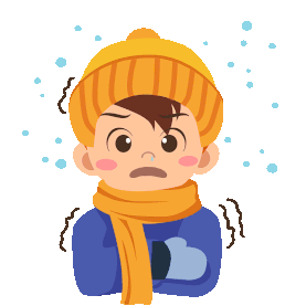 冷的发抖男孩冬天下雪下雨冬季戴帽子围巾gif图素材图片