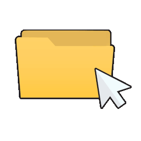 黄色简约鼠标点击文件夹搜索文档gif图素材