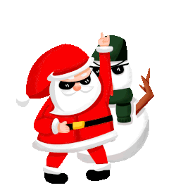 圣诞节耍酷圣诞老人雪人跳舞gif图素材图片