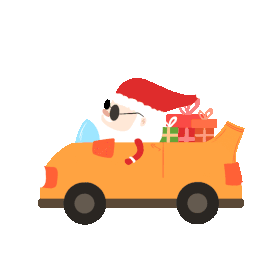 圣诞节开车圣诞老人送礼物动图GIF