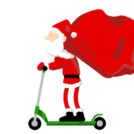 圣诞老人滑滑板送礼物动图gif