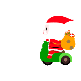 圣诞节送礼物的圣诞老人摩托车GIF图