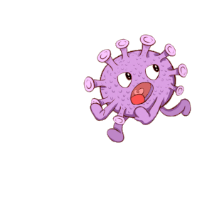 新冠疫情逃跑的病毒微生物拟人化gif