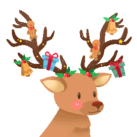 圣诞节圣诞挂着礼物麋鹿小鹿鹿角gif图素材图片