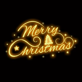 圣诞圣诞节霓虹灯MerryChristmas小星星字体动效图片