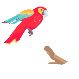 红色鹦鹉落在枝头鸟类动物树枝gif图素材