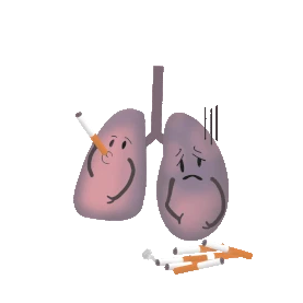 卡通吸烟抽烟肺炎肺部疾病难受gif图素材图片