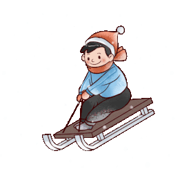 冬天下雪飘雪男孩滑雪橇体育运动gif图素材