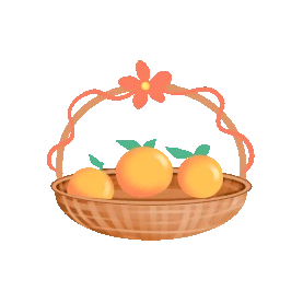 新年春节新春2021牛年喜庆年味果篮橘子贴纸gif图素材  图片