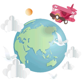 地球日立体剪纸地球世界地地球飞机旅行旅游gif动画