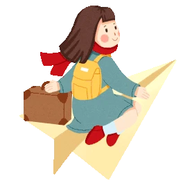 春节春运拿行李坐纸飞机回家的小女孩gif图素材