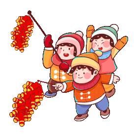 春节新年大年初一放鞭炮小朋友玩耍庆祝gif图素材