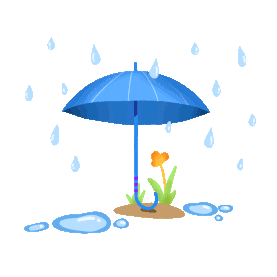 卡通蓝色下雨天雨伞雨水天气gif图素材