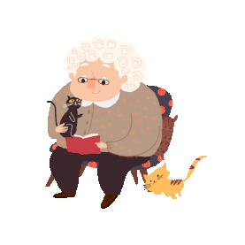 白发老奶奶撸猫看书老年人老人退休生活gif图素材