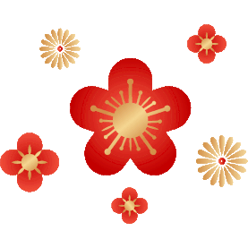 红色金色花朵梅花新春新年春节gif图