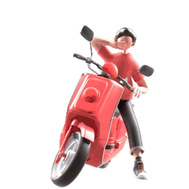 3D立体骑车打招呼摩托车你好动图gif