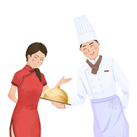 饭店餐饮厨师服务员欢迎端菜gif图素材