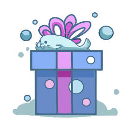 礼物礼盒礼品生日小海豹气泡gif图素材图片