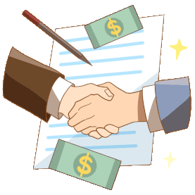 商务办公合作握手签约协议合同钱gif图素材