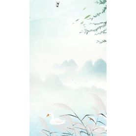 春天柳条芦苇山水水墨风竖版视频海报H5背景动图gif