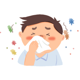 男孩生病感冒鼻炎捂嘴打喷嚏gif图素材