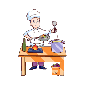 餐饮饭店厨师烹饪翻炒炒菜炒菜卡通gif图素材