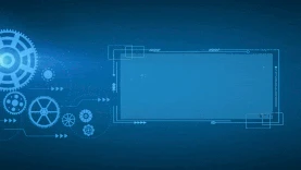 科技齿轮机械方形边框内容栏蓝色视频背景gif图素材