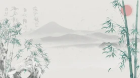 春天古风竹子山水落日视频背景中国风gif图素材图片