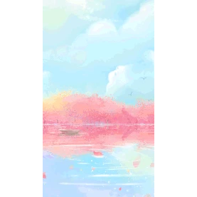 唯美樱花天空粉色蓝色插画视频背景gif图素材图片
