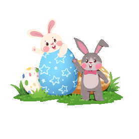 复活节兔子挥手彩蛋卡通gif图素材图片