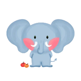 动物可爱大象和掉落的苹果卡通gif图素材图片