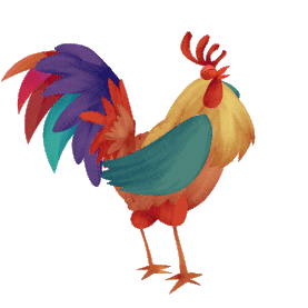 动物彩色公鸡打鸣插画手绘风gif图素材