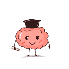 卡通手绘粉色大脑头脑博士毕业表情包动图gif