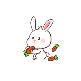 动物可爱小兔子吃萝卜贴纸白色gif图素材图片