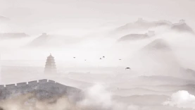 水墨中国风长城云雾背景视频中国风gif图素材