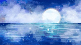 大海海面月亮星星闪亮唯美视频背景gif图素材
