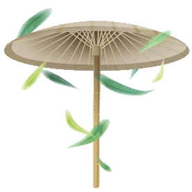清明节清明梅雨季雨伞漂浮树叶竹叶中国风gif图素材