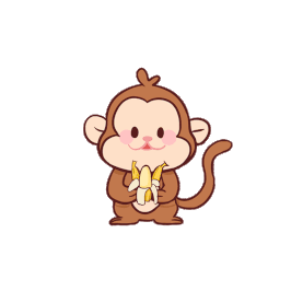 可爱动物小猴子吃香蕉贴纸gif图素材  图片
