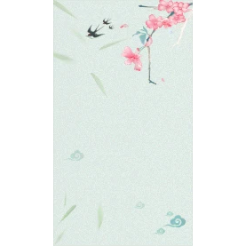 春天花鸟水墨浅绿色竖版视频背景海报gif图素材
