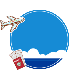 旅游假日度假出国飞机边框标题框蓝色gif图素材图片