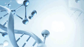 医疗化学实验医学美容DNA分子原子结构漂浮大气风蓝色视频背景gif图素材