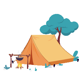 春天春游旅游露营户外野外野营帐篷卡通gif图素材