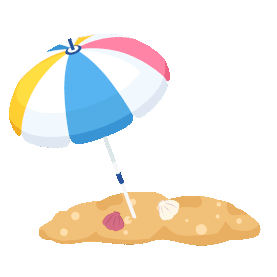 夏天旅游假日海边度假沙滩伞卡通gif图素材图片